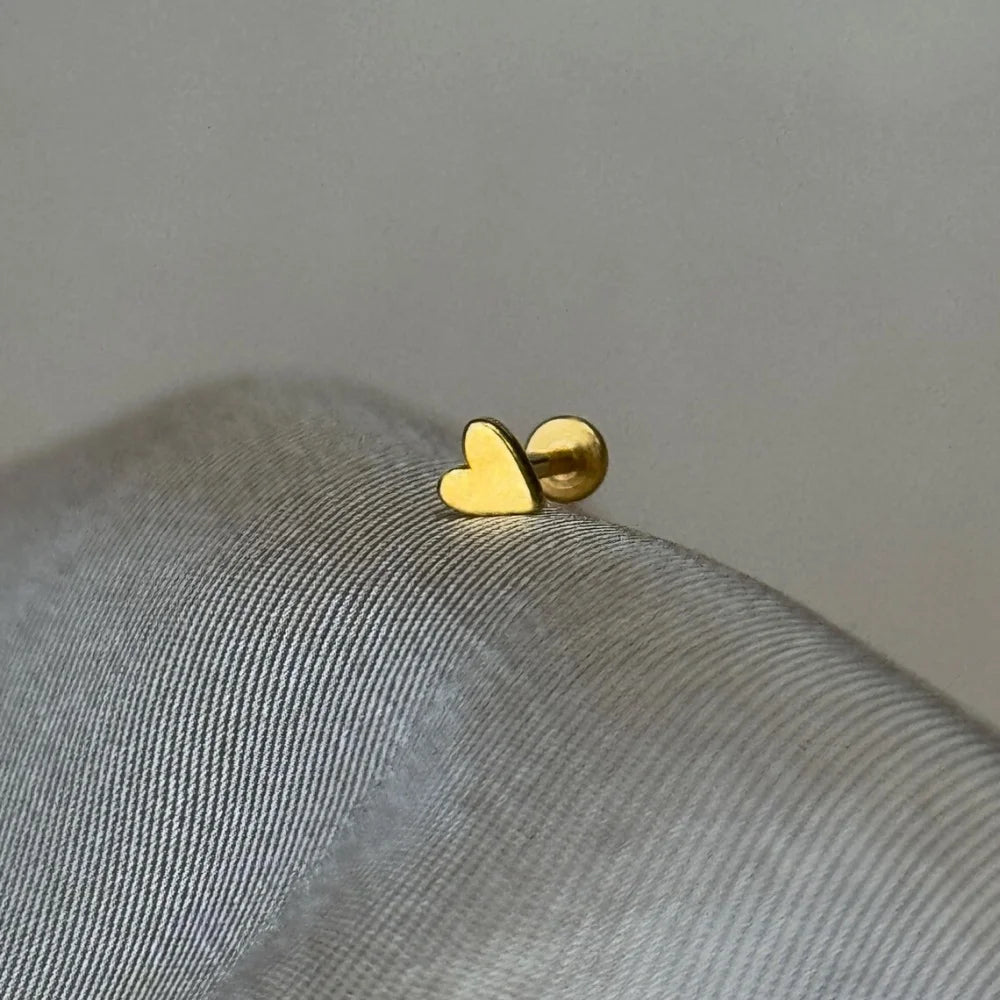 925 Sterling Silver Heart Flat Back Earring, Dainty Mini Stud Jewelry