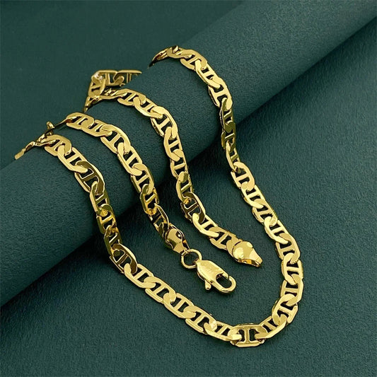 925 Sterling Silver Figaro Necklace, Gold Plated 6mm Chain 40–60cm