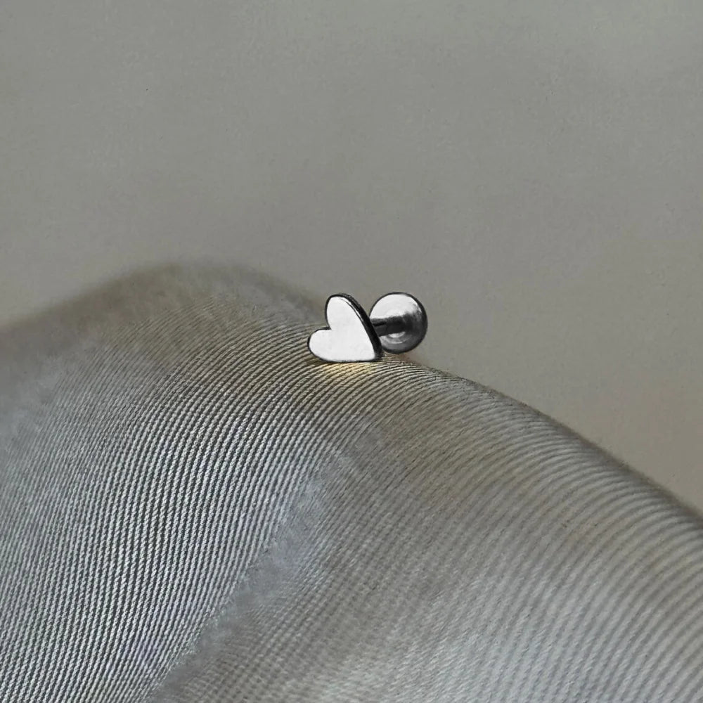 925 Sterling Silver Heart Flat Back Earring, Dainty Mini Stud Jewelry