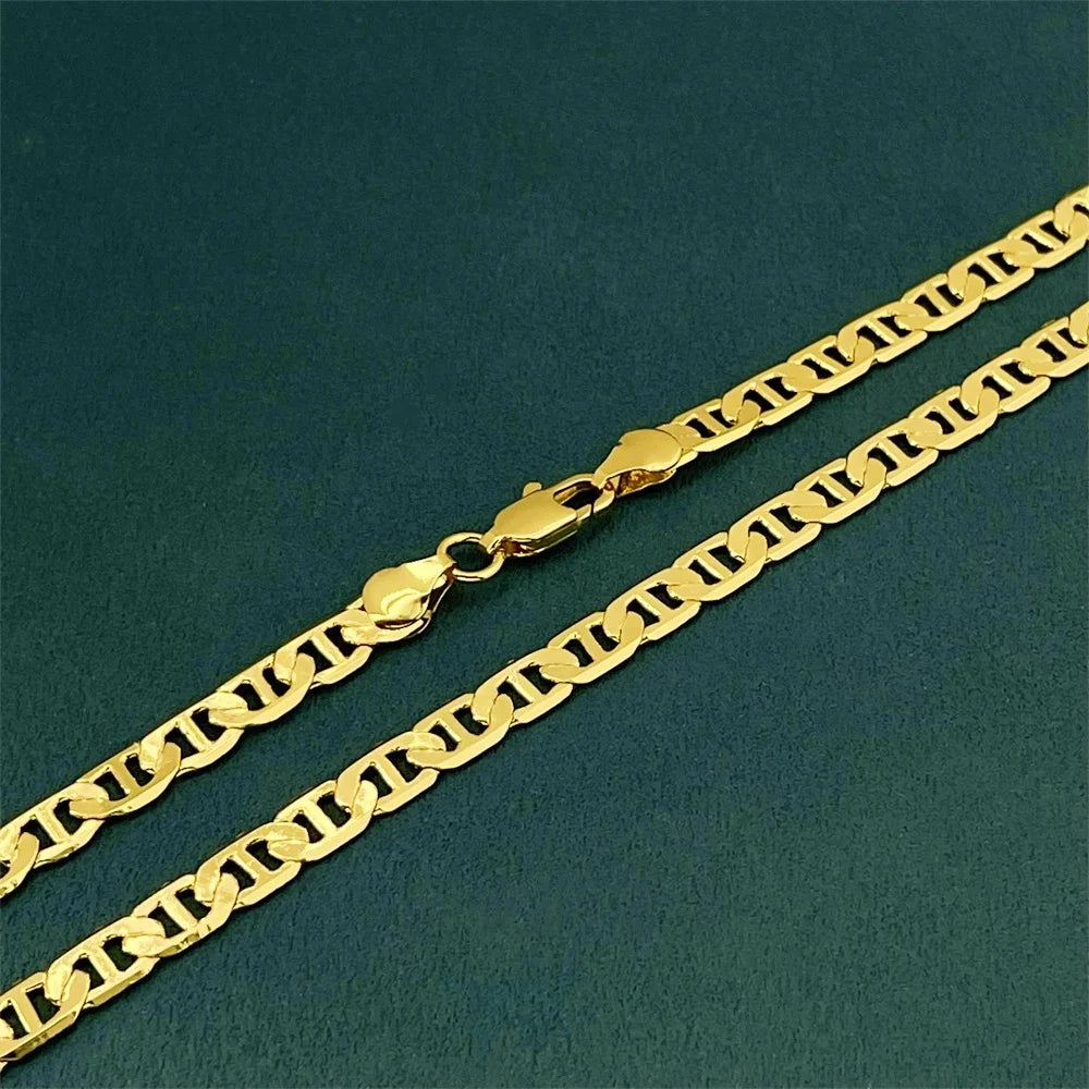 925 Sterling Silver Figaro Necklace, Gold Plated 6mm Chain 40–60cm
