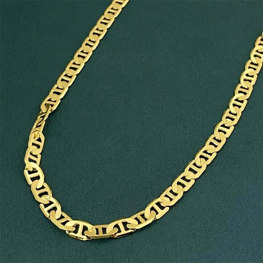 925 Sterling Silver Figaro Necklace, Gold Plated 6mm Chain 40–60cm