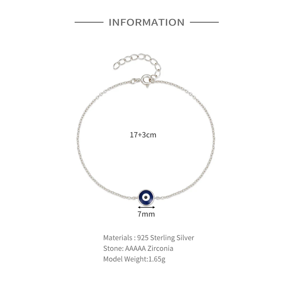 925 Sterling Silver Evil Eye Bracelet, Dainty Everyday Charm Jewelry
