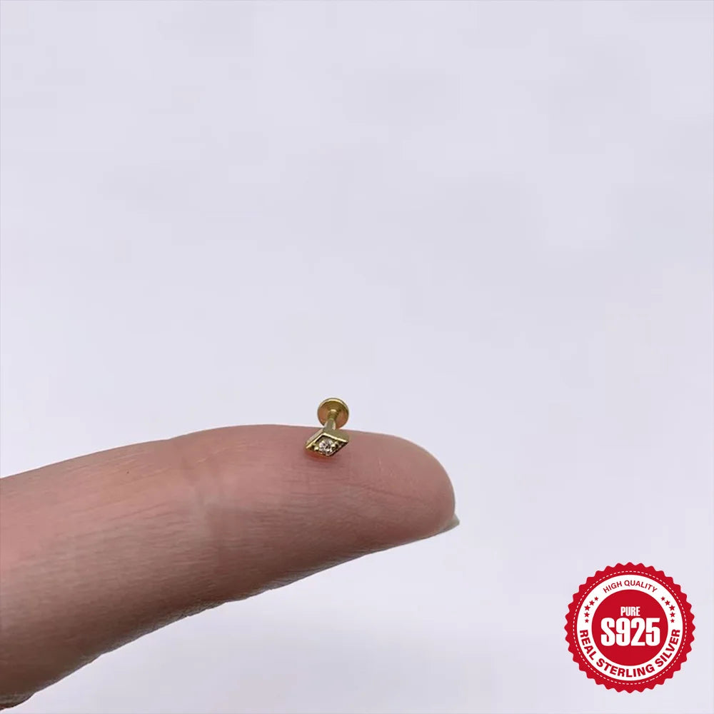 925 Sterling Silver Heart Flat Back Earring, Dainty Mini Stud Jewelry