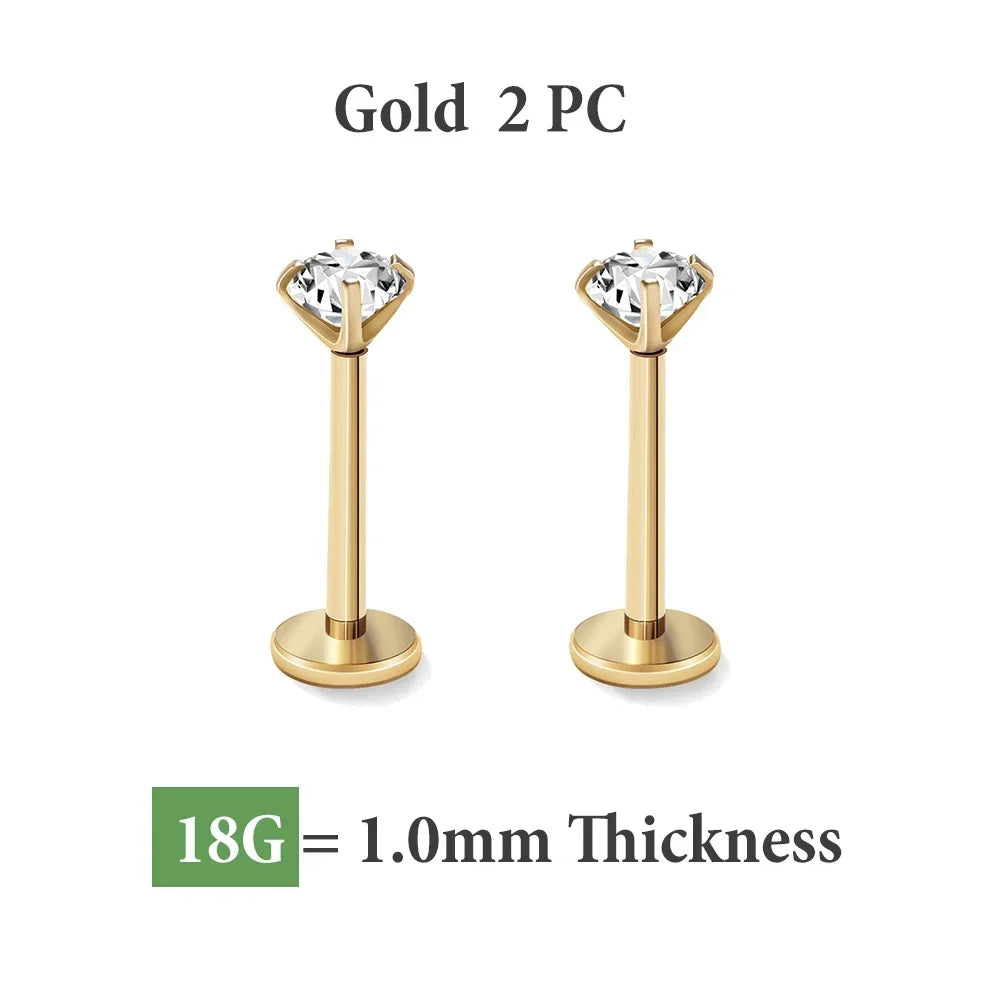 18G Stainless Steel Nose Stud, Minimalist Cartilage & Helix Piercing Jewelry