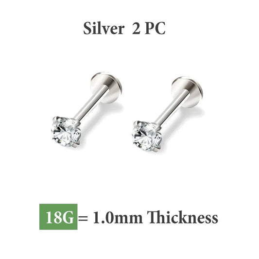 18G Stainless Steel Nose Stud, Minimalist Cartilage & Helix Piercing Jewelry